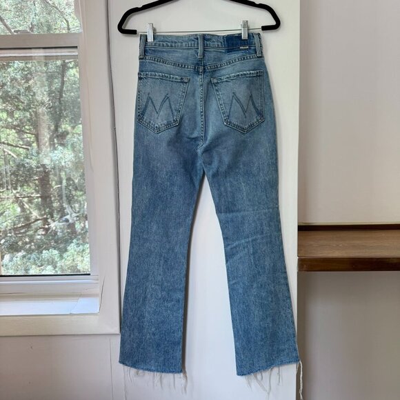 MOTHER Superior The Tripper Flood Fray Jeans Left in Dust Flare Denim Blue 26 - Picture 5 of 17